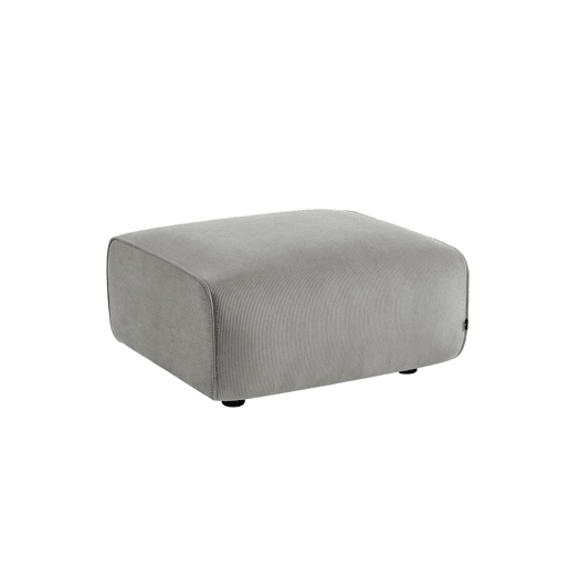 Pufe, apoio para pés para sofá veludo canelado de 2 lugares, Wallas veludo, Cinza Claro, 76x70x41 cm