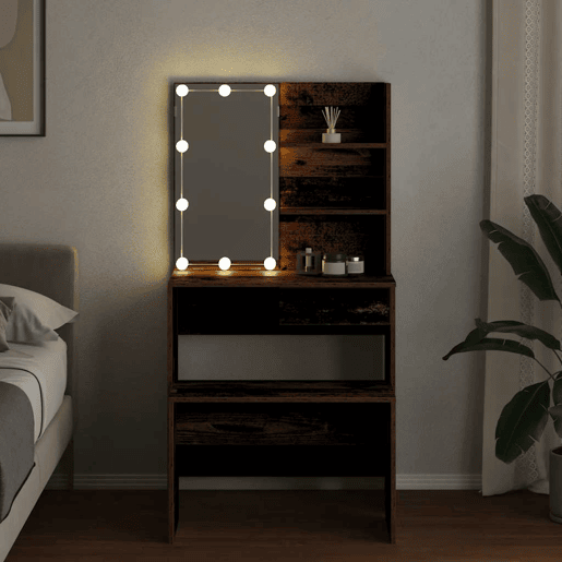 Conjunto Penteadeira - Toucador com luzes LED derivados madeira madeira velha
