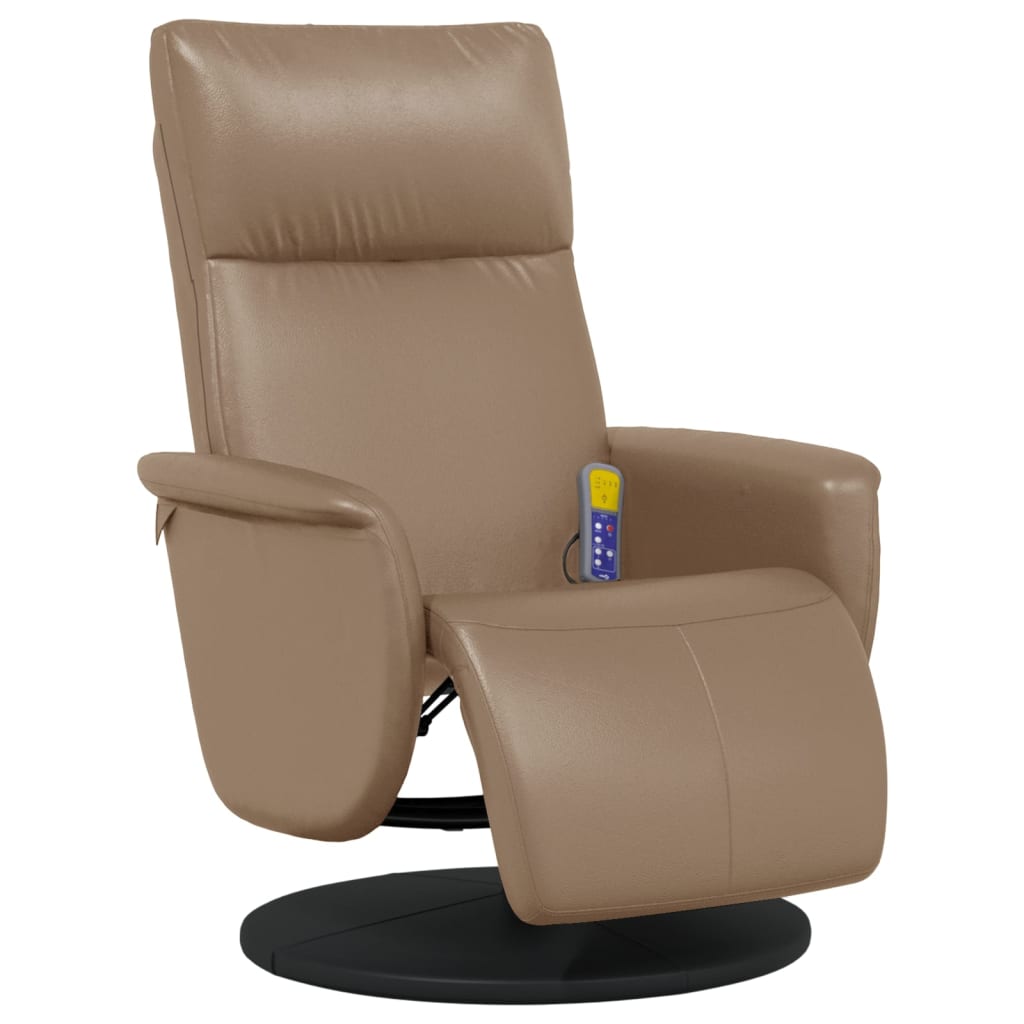 Vidaxl sillón reclinable masaje reposapiés cuero sintético capuchino
