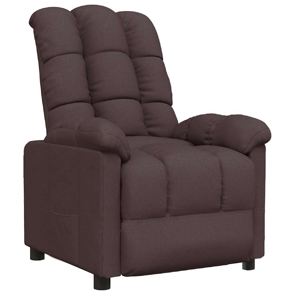 Vidaxl sillón reclinable de tela marrón oscuro