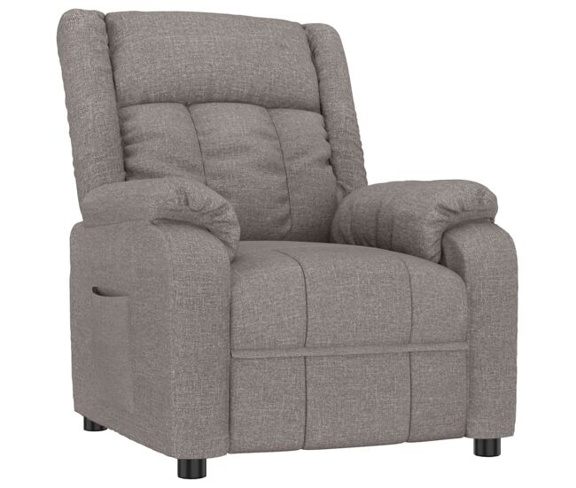 Vidaxl sillón reclinable de tela gris taupe
