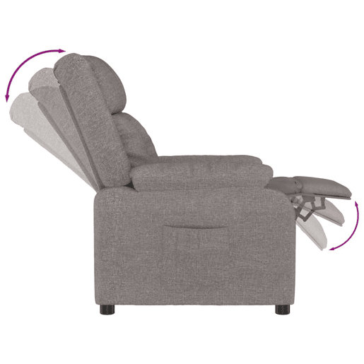 vidaXL Poltrona reclinável tecido cinzento-acastanhado vidaXL Poltrona reclinável tecido cinzento-acastanhado