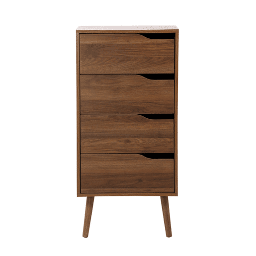Cômoda em madeira, 4 gavetas, Nepal, Madeira de nogueira, 48x39.5x96 cm