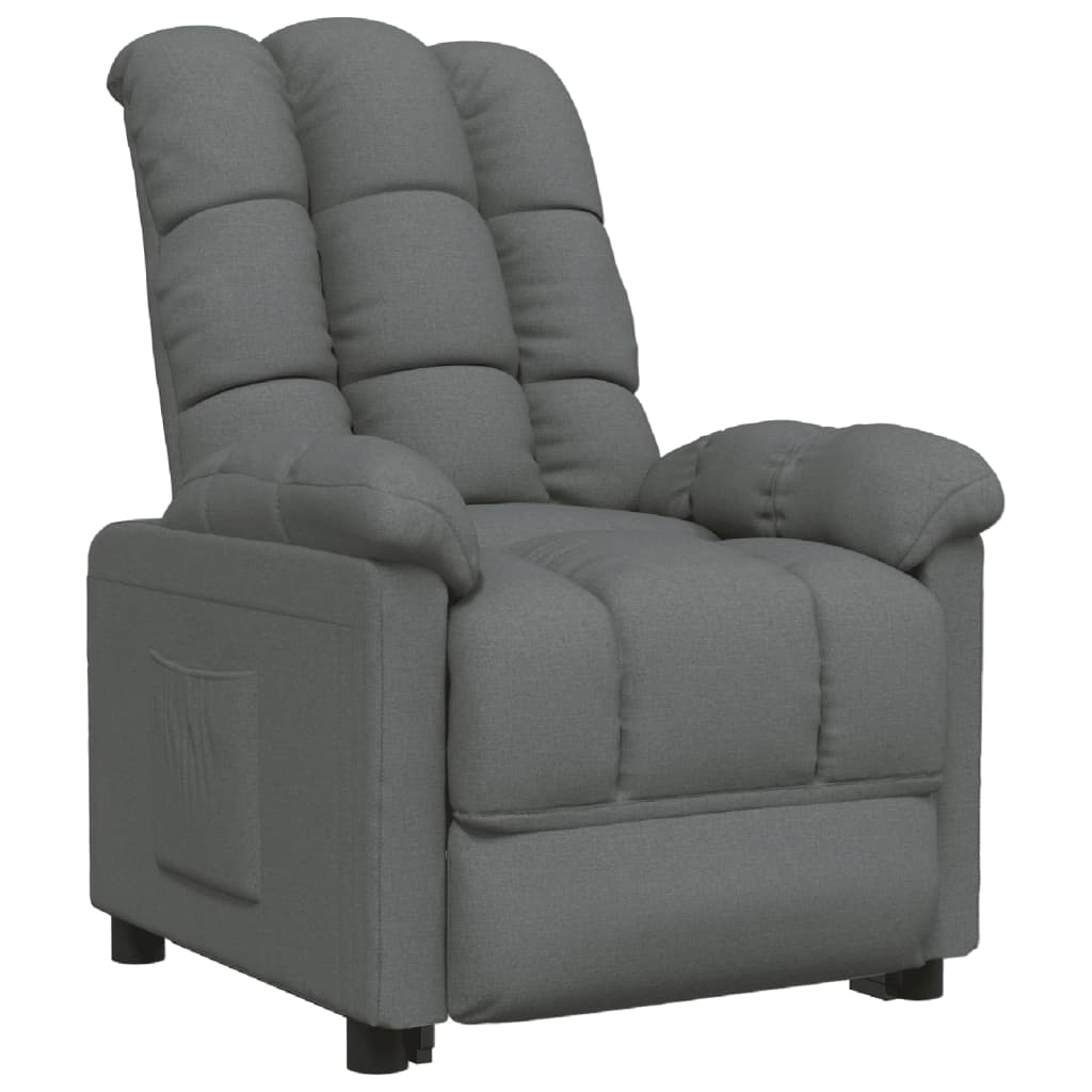 Vidaxl sillón reclinable de tela gris oscuro