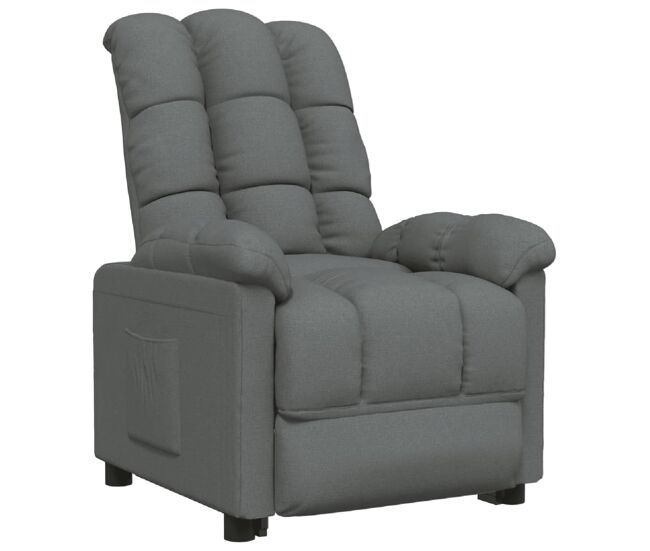 Vidaxl sillón reclinable de tela gris oscuro