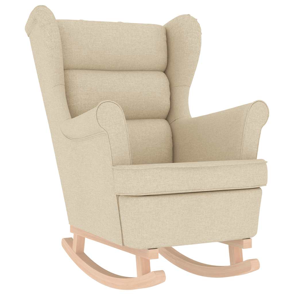 Vidaxl silla mecedora de tela crema 74x90x102 cm