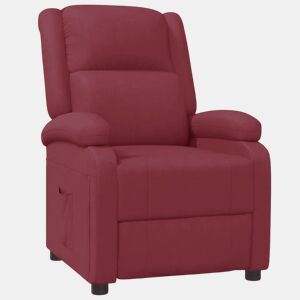 vidaXL Poltrona reclinável couro artificial vermelho tinto