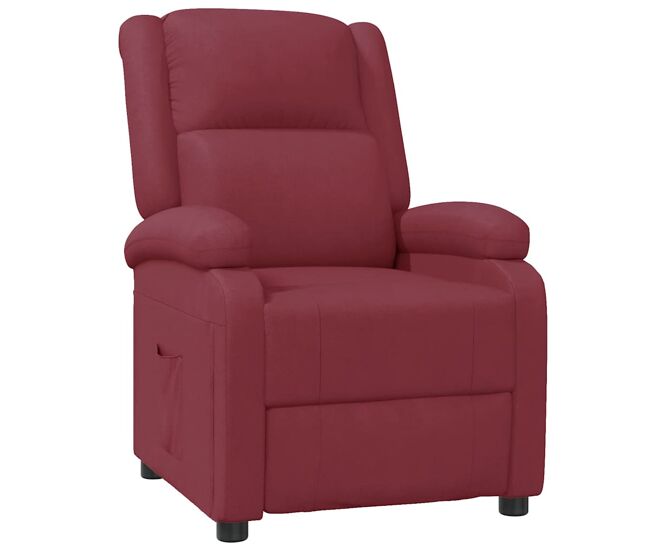 Vidaxl sillón reclinable de cuero sintético rojo tinto
