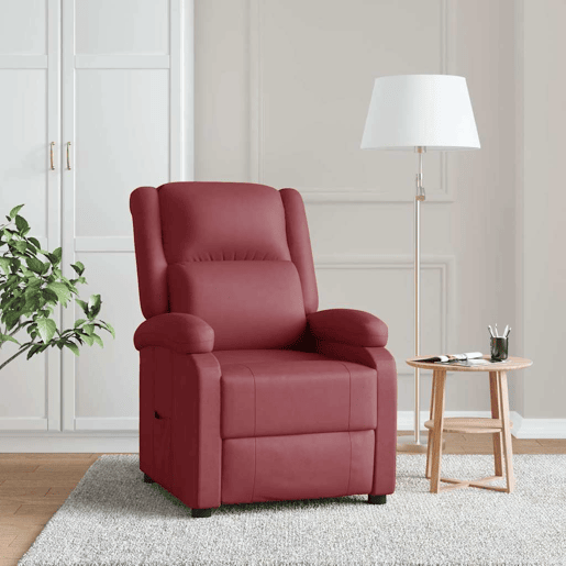 vidaXL Poltrona reclinável couro artificial vermelho tinto