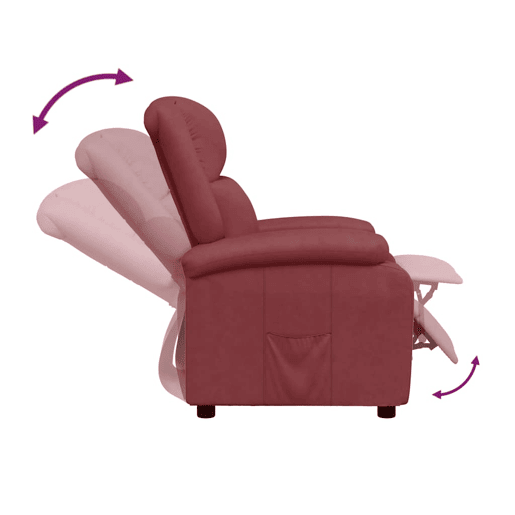 vidaXL Poltrona reclinável couro artificial vermelho tinto