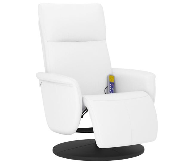 Vidaxl sillón reclinable masaje con reposapiés cuero sintético blanco