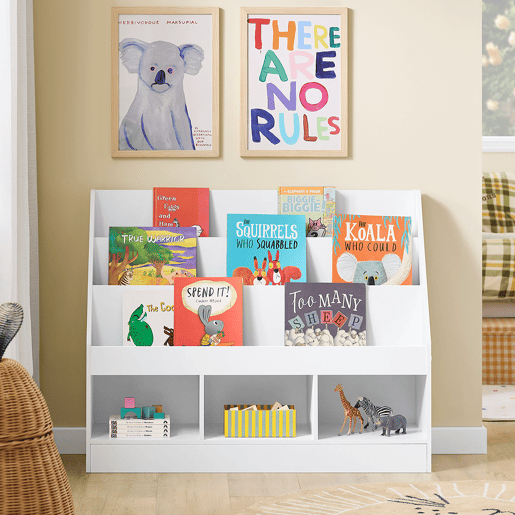 SoBuy Estante Infantil Móvel para Brinquedos e Livros 3 Níveis Branco 100x30x80cm KMB118-W