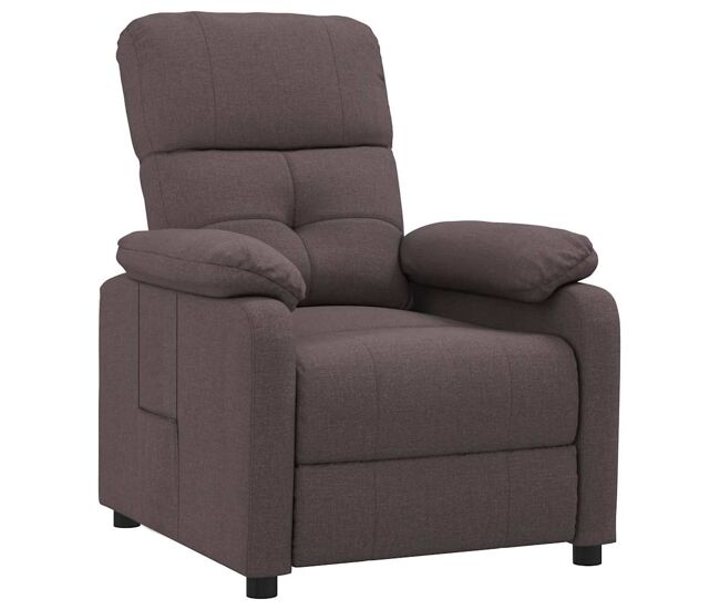 Vidaxl sillón reclinable de tela marrón oscuro