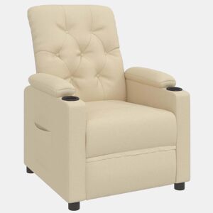 vidaXL Poltrona reclinável tecido cor creme