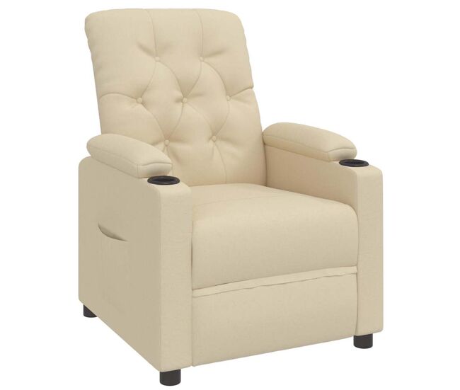 Vidaxl sillón reclinable de tela crema