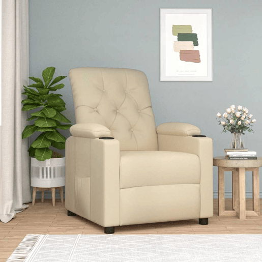 vidaXL Poltrona reclinável tecido cor creme