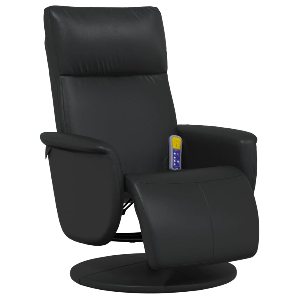 Vidaxl sillón reclinable masaje con reposapiés cuero sintético negro