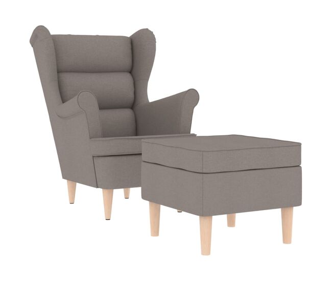 Vidaxl sillón con taburete reposapiés de tela gris taupe