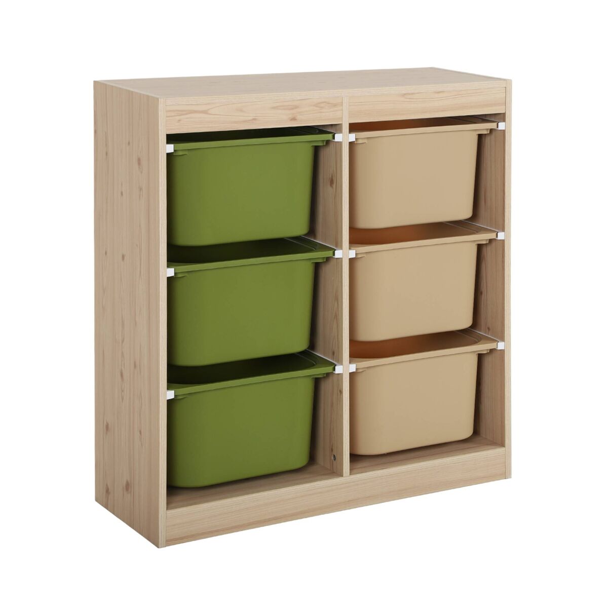 Mueble de almacenamiento infantil, 6 cajas coloridas, sora, verde oliva, 81.5x30x89 cm