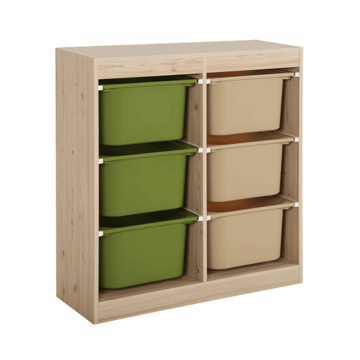 Móvel de armazenamento infantil 6 caixas de armazenamento, Sora, Verde oliva, 81.5x30x89 cm