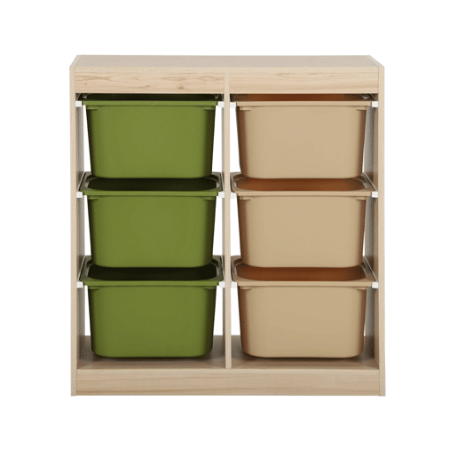 Móvel de armazenamento infantil 6 caixas de armazenamento, Sora, Verde oliva, 81.5x30x89 cm
