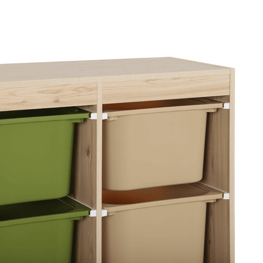 Móvel de armazenamento infantil 6 caixas de armazenamento, Sora, Verde oliva, 81.5x30x89 cm