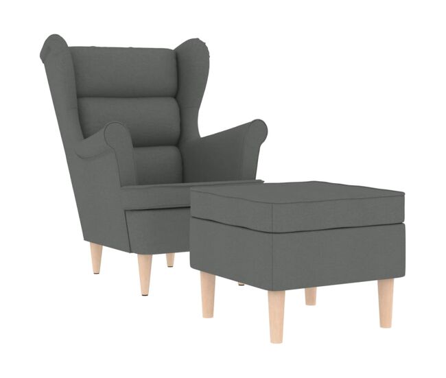 Vidaxl sillón con taburete reposapiés tela gris oscuro