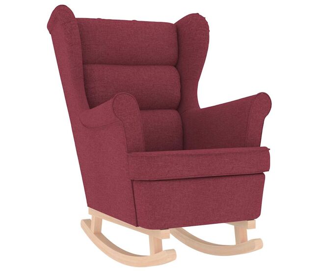 Vidaxl silla mecedora de tela rojo vino tinto 74x90x102 cm