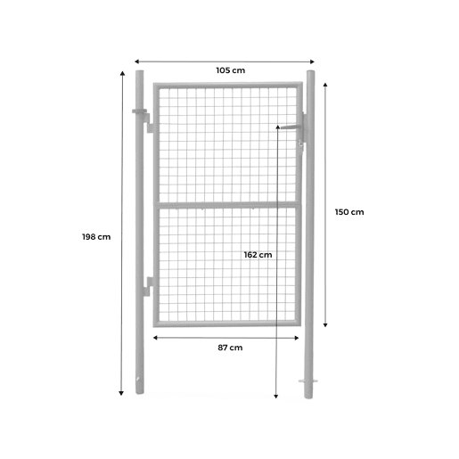 Portão de jardim metal com fechadura e maçaneta, Portillon 150 x 87cm, Verde, 87x87x150 cm