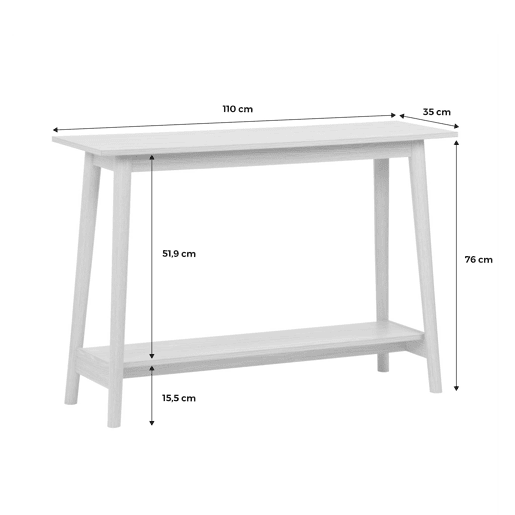 Consola escandinava em madeira de nogueira, 110cm, Nepal, Efeito freixo, 110x35x76 cm