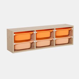 Móvel de arrumação para criança 6 recipientes de arrumação, Sora, Laranja, 97.5x21x29.4 cm