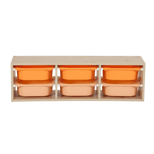Móvel de arrumação para criança 6 recipientes de arrumação, Sora, Laranja, 97.5x21x29.4 cm