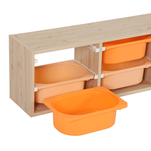 Móvel de arrumação para criança 6 recipientes de arrumação, Sora, Laranja, 97.5x21x29.4 cm