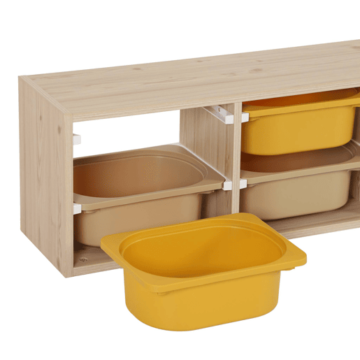 Móvel de arrumação para criança 6 recipientes de arrumação, Sora, Mostarda, 97.5x21x29.4 cm