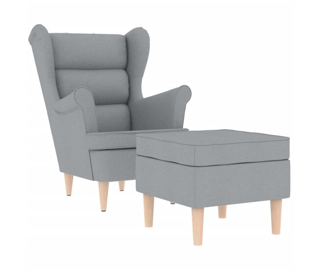 Vidaxl sillón con reposapiés tela gris claro