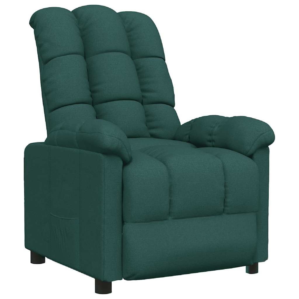 Vidaxl sillón reclinable de tela verde oscuro