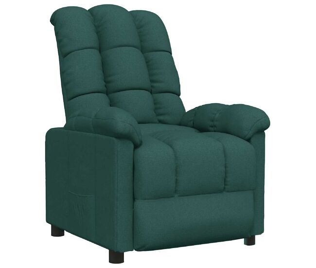 Vidaxl sillón reclinable de tela verde oscuro