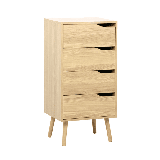 Cômoda em madeira, 4 gavetas, Nepal, Natural, 48x39.5x96 cm