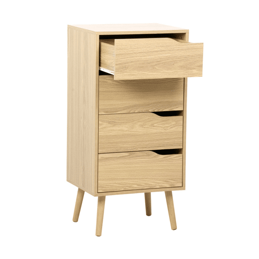 Cômoda em madeira, 4 gavetas, Nepal, Natural, 48x39.5x96 cm