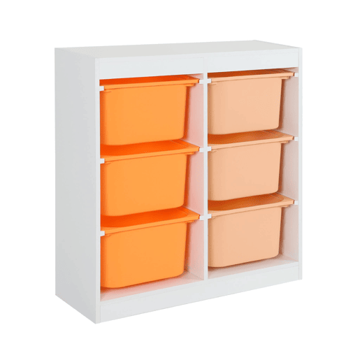 Móvel de arrumação infantil 6 compartimentos de arrumação, Sora, Laranja, 81.5x30x89 cm