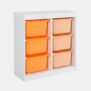 Móvel de arrumação infantil 6 compartimentos de arrumação, Sora, Laranja, 81.5x30x89 cm