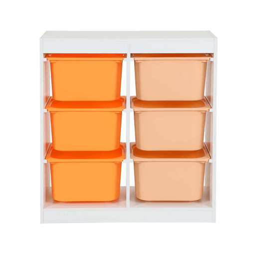 Móvel de arrumação infantil 6 compartimentos de arrumação, Sora, Laranja, 81.5x30x89 cm
