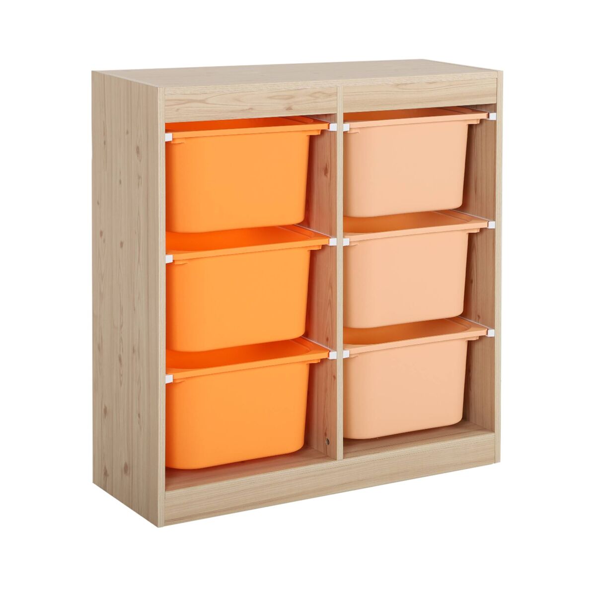 Mueble de almacenamiento infantil, 6 cajas coloridas, sora, naranja, 81.5x30x89 cm
