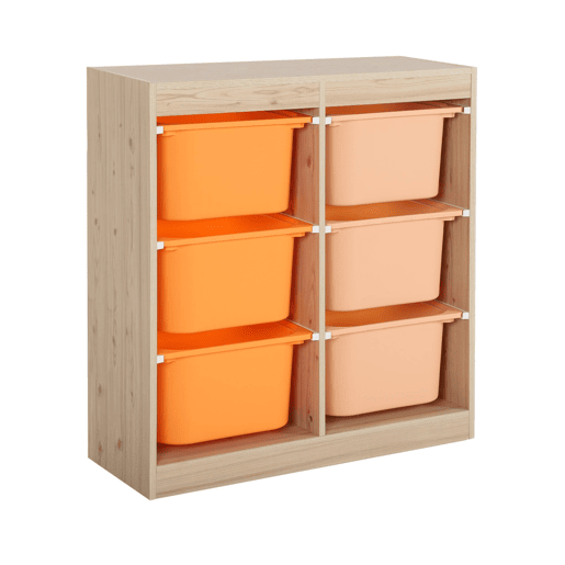 Móvel de armazenamento infantil 6 caixas de armazenamento, Sora, Laranja, 81.5x30x89 cm