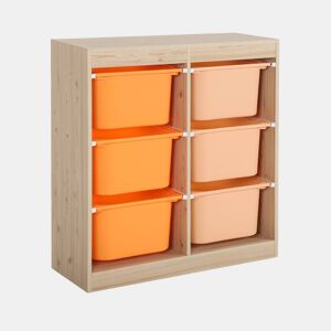 Móvel de armazenamento infantil 6 caixas de armazenamento, Sora, Laranja, 81.5x30x89 cm
