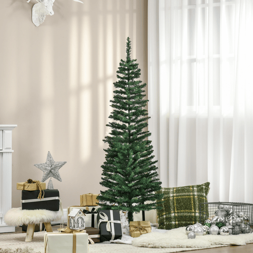 HOMCOM Árvore de Natal Artificial 150cm Ignífugo com 294 Pontas de Ramo PVC e Suporte de Plástico Decoração de Natal para Interiores Fácil de Montar Verde