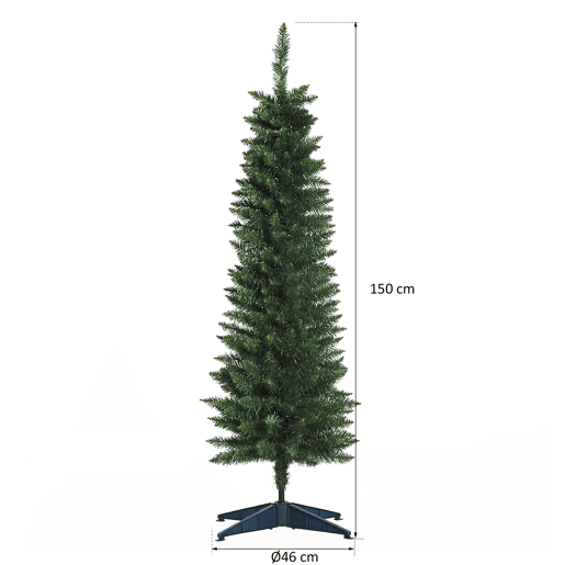 HOMCOM Árvore de Natal Artificial 150cm Ignífugo com 294 Pontas de Ramo PVC e Suporte de Plástico Decoração de Natal para Interiores Fácil de Montar Verde
