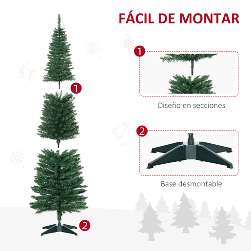 HOMCOM Árvore de Natal Artificial 150cm Ignífugo com 294 Pontas de Ramo PVC e Suporte de Plástico Decoração de Natal para Interiores Fácil de Montar Verde
