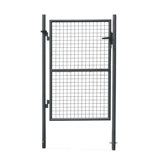 Portão de jardim metal com fechadura e maçaneta, Portillon 150 x 87cm, Antracite, 87x87x150 cm