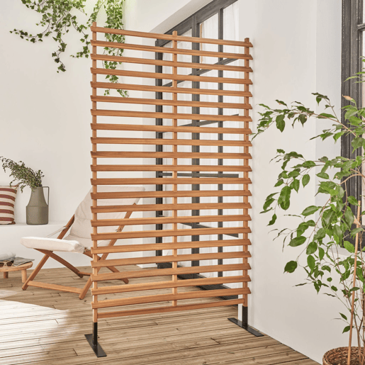 Biombo dobrável de madeira para exterior, 100cm, interiorexterior, Parada 100cm, Madeira, 100x40x180 cm